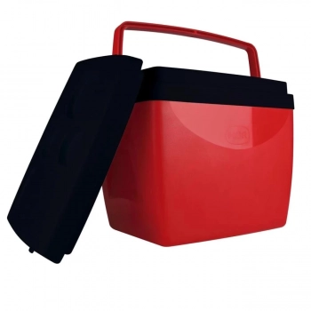 Kit Vermelho / Preto Caixa Trmica Cooler 34 L + Cadeira de Praia Alumnio