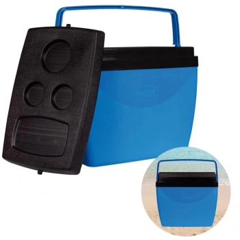 Kit Praia Caixa Trmica Cooler 26 L + Guarda Sol 1,50 M + Esteira Azul