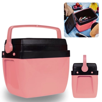 Caixa Termica Rosa Pssego Cooler 12 Litros com Ala Mor para Praia e Camping