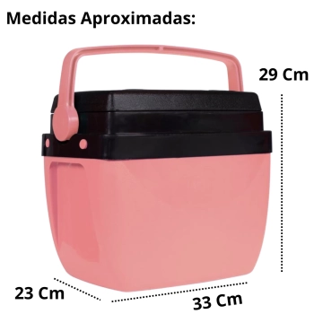 Caixa Termica Rosa Pssego Cooler 12 Litros com Ala Mor para Praia e Camping