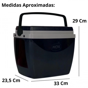 Kit Caixa Termica Preta Cooler 12 L com Ala + 2 Cadeiras de Praia Altas Retro