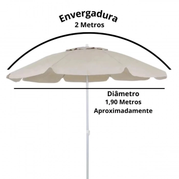 Kit Guarda Sol 2 Metros Bege Bagum + Luminaria de 24 Leds Preta Jardim e Area Externa