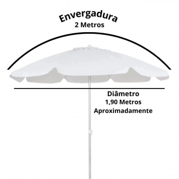 Kit Guarda Sol 2 Metros Branco Bagum + Luminaria de 24 Leds Preta Jardim e Area Externa