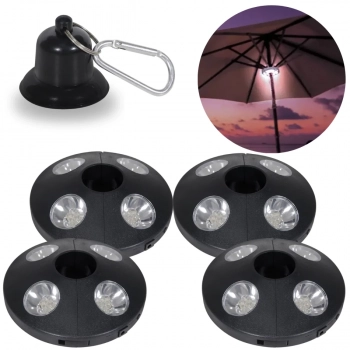 Kit com 4 Luminarias de 24 Leds Preta para Ombrelone Guarda Sol e Barraca Bel Camping Piscina Giardino