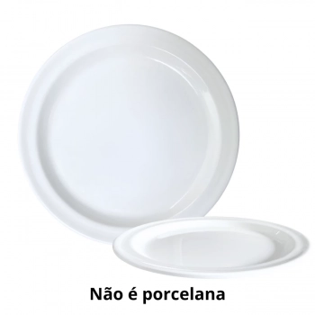 Kit 20 Pratos de Sobremesa 18 Cm em Melamina Premium Branco