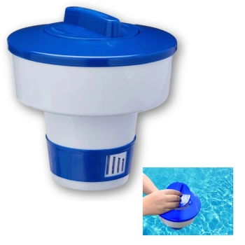 Clorador Flutuador Grande para Piscinas Fluxo Ajustvel 17,5cm Kala