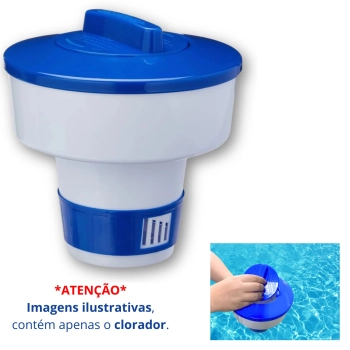 Clorador Flutuador Grande para Piscinas Fluxo Ajustvel 17,5cm Kala