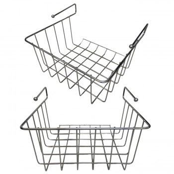 Kit 3 Cestos Organizadores de Ao Cromado 24 Cm Estante Multiuso Suspensa