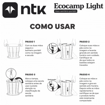 Kit Banheiro Porttil Vaso Sanitrio Compacto Ecocamp Light 15 L + Trocador Pop Up Nautika