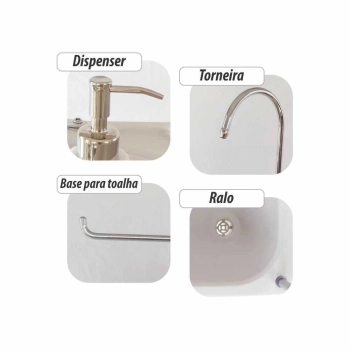 Kit Trocador Banheiro Pop Up + Vaso Porta Potti 24 L Ecocamp + Pia Lavatrio 17 L + 2 Solventes