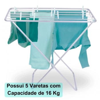 Kit Varal de Cho Alumnio 1,53 M com Abas + Varal de Cho Sem Abas de 88 Cm Lavanderia Porttil Mor