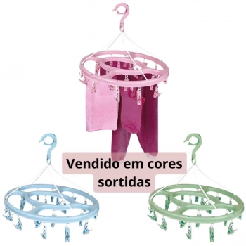 Kit Varal de Cho Alumnio 1,53 M com Abas Porttil + Varal Roupa Intima Colorido Oval Lavanderia