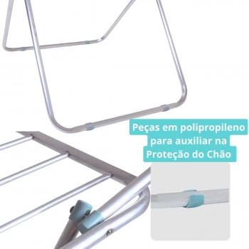 Kit Varal de Cho Alumnio 1,53 M com Abas Porttil + Varal Roupa Intima Colorido Oval Lavanderia