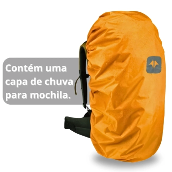 Mochila Guar Azul 50 L Guepardo Cargueira Camping com Cinta Ajustvel, Capa Protetora de Chuva e Divisrias Internas