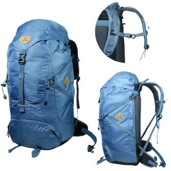 Mochila Guar Azul 50 L Guepardo Cargueira Camping com Cinta Ajustvel, Capa Protetora de Chuva e Divisrias Internas