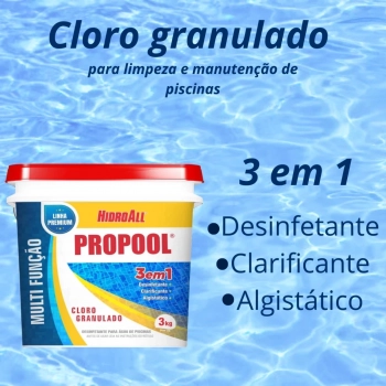 Kit 2 Baldes de Cloro Granulado para Piscina 3 em 1 Propool 3kg Cada