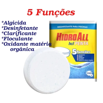 Kit Sulfato de Alumnio 2kg + Flutuador e Uma Pastilha 5 em 1 + Refil Reagente 23ml para Medir Cloro Piscina