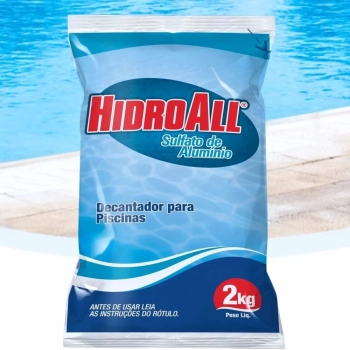 Kit Sulfato de Alumnio 2kg + Flutuador e Uma Pastilha 5 em 1 + Refil Reagente 23ml para Medir Cloro Piscina