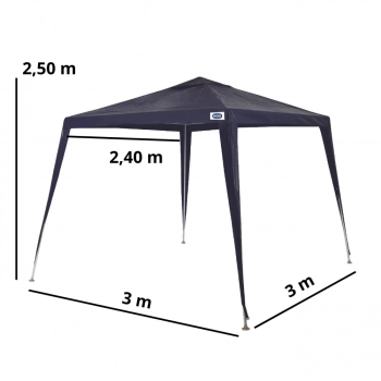 Kit Tenda Gazebo Praia 3 M X 2,40 M Encaixe em Rfia Azul Mor + 2 Paredes Laterais Brancas