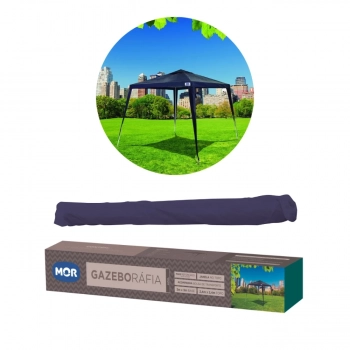 Kit Tenda Gazebo Praia 3 M X 2,40 M Encaixe em Rfia Azul Mor + 4 Paredes Laterais Brancas