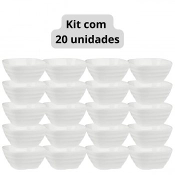 Kit 20 Tigelas Quadradas Estriadas 225 Ml em Melamina Premium