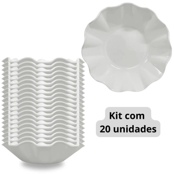 Kit 20 Travessas Redondas Brancas Fruteira Centro de Mesa Melamina