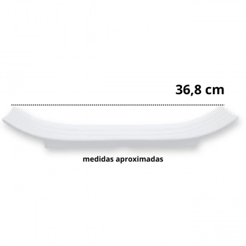 Kit 10 Pratos 36x12 Cm para Sushi Buffet Comida Japonesa Melamina Premium Branca