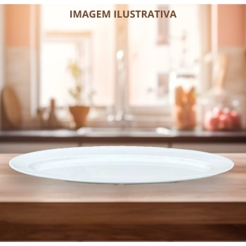 Travessa Prato Oval 60 Cm para Buffet Restaurante Cozinha Melamina Premium Profissional Branca Rasa