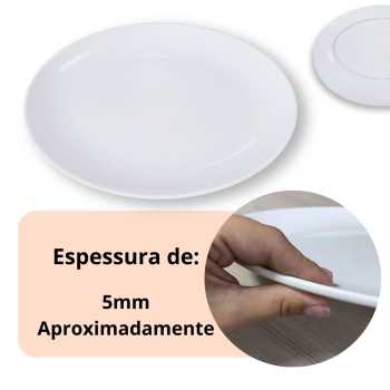 Travessa Prato Oval 33 Cm para Buffet Restaurante Cozinha Melamina Premium Profissional Branca Rasa