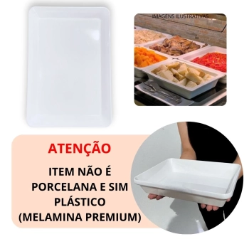 Travessa Prato 30 Cm Retangular para Buffet Restaurante Cozinha Melamina Premium Profissional Branca