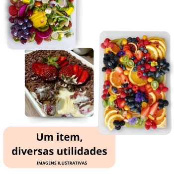 Travessa Prato 30 Cm Retangular para Buffet Restaurante Cozinha Melamina Premium Profissional Branca