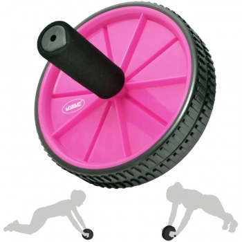 Kit Colchonete Eva Rosa + Extensor Elstico Tenso Leve + Roda Abdominal Yoga / Pilates