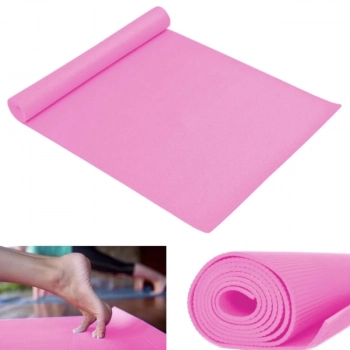 Kit Colchonete Eva Rosa + Extensor Elstico Tenso Leve + Roda Abdominal Yoga / Pilates