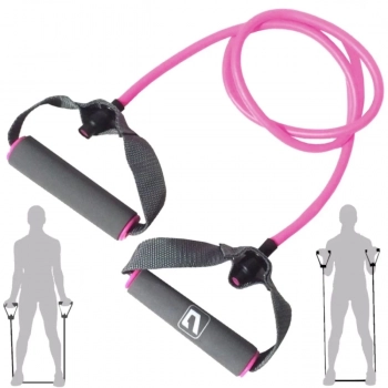 Kit Colchonete Eva Rosa + Extensor Elstico Tenso Leve + Roda Abdominal Yoga / Pilates