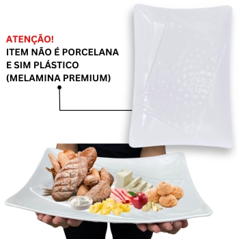 Kit 5 Travessas Salada Fruteira para Buffets Profissional 37,3 Cm Branca em Melamina Premium