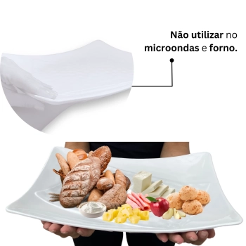 Kit 5 Travessas Salada Fruteira para Buffets Profissional 37,3 Cm Branca em Melamina Premium