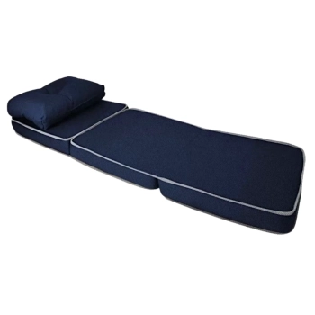 Kit 2 Sofas Puff Cama Colcho de Solteiro Dobrvel Porttil Azul