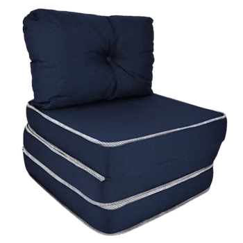 Kit 2 Sofas Puff Cama Colcho de Solteiro Dobrvel Porttil Azul