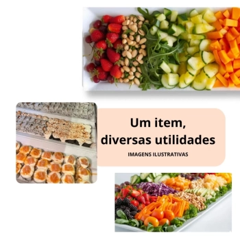 Kit 10 Travessas 56 Cm Retangular para Buffet Restaurante Profissional Melamina Branca