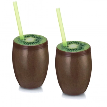 Kit 2 Copos Fruta Kiwi com Canudo 650 Ml