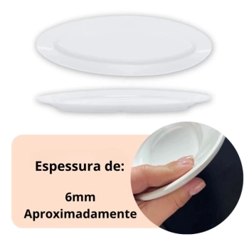 2 Travessas Oval 60 Cm Pratos para Buffet Restaurante Cozinha Melamina Premium Profissional Branca Rasa