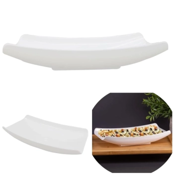 Kit Travessa Oval 60 Cm Melamina + 2 Pratos Curva 30 Cm Buffet Restaurante Cozinha Profissional