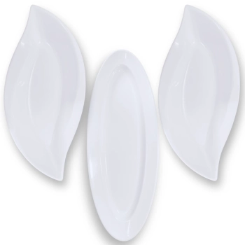 Kit Travessa Oval 60 Cm + 2 Pratos Folha 50 Cm Melamina para Buffet Restaurante Profissional