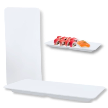 Kit Travessa Oval 60 Cm + 4 Pratos Melamina para Buffet Sushi Restaurante Profissional