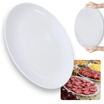 Kit 4 Travessas Prato Oval Duas de 60 Cm + Duas de 33 Cm Rasas para Buffet Restaurante Melamina