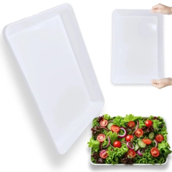 Kit 4 Travessas Retangulares M 30 Cm e G 40 Prato Buffet Restaurante Melamina Profissional Branca