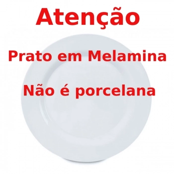 Prato de Melamina para Sobremesa 17,5 Cm Branco + Caneca Xcara para Sopa 700 Ml Jumbo em Melamina/Plstico