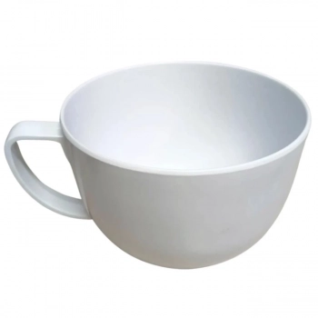 Prato de Melamina para Sobremesa 17,5 Cm Branco + Caneca Xcara para Sopa 700 Ml Jumbo em Melamina/Plstico