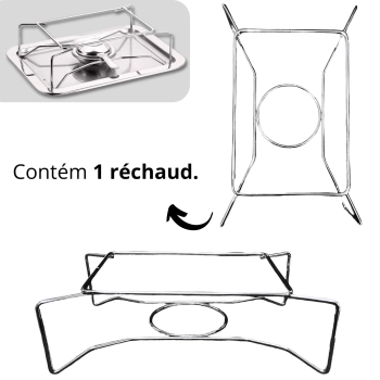 Kit Rechaud Retangular Ao Inox + Placa Difusora Alumnio Retangular