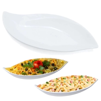 Kit 2 Travessas 50 Cm Formato Folha Melamina + 1 Travessa Fruteira 37,3 Cm para Salada em Restaurante Buffet